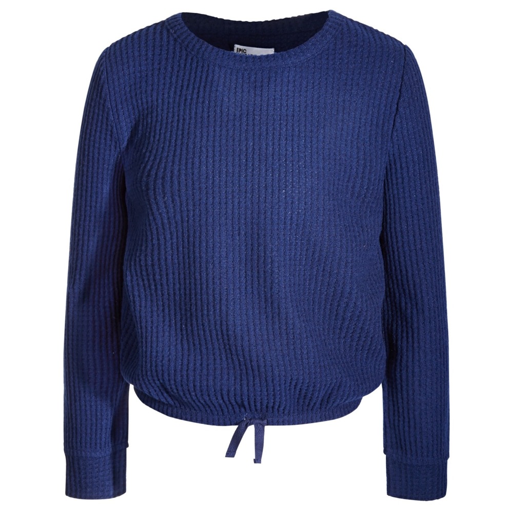 Epic Threads Little Girls Long-Sleeved Waffled Shirt - Navy - Size 4T